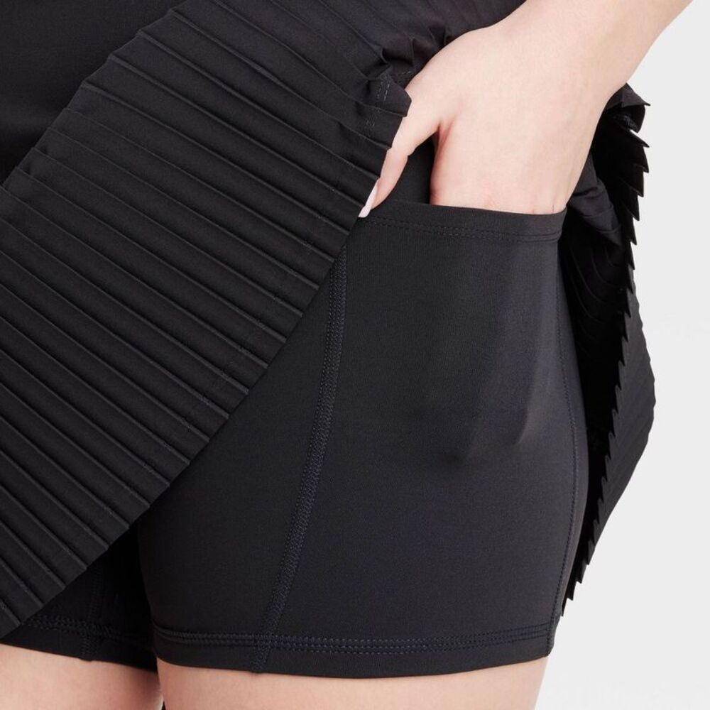 JoyLab Black Strapless Tennis Dress with White Piping - Picture 4 of 4